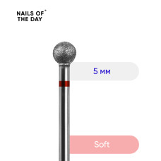 NAILSOFTHEDAY Diamantová fréza kulička 5×4,8 mm, červená