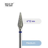 NAILSOFTHEDAY Diamantová fréza mrkev 4×12 mm, modrá