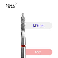 NAILSOFTHEDAY Diamantová fréza plamen 2,1×8 mm, červená