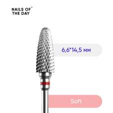 NAILSOFTHEDAY Karbidová fréza kukuřice 6,6×14,5 mm, červená